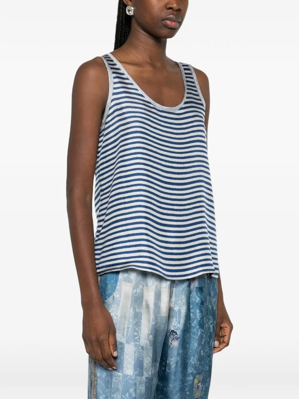Pierre-Louis Mascia Aloe striped silk top Wit