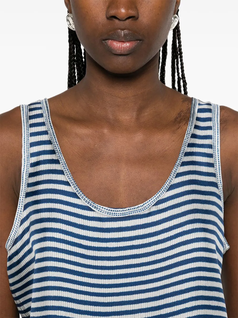 Pierre-Louis Mascia Aloe striped silk top Wit