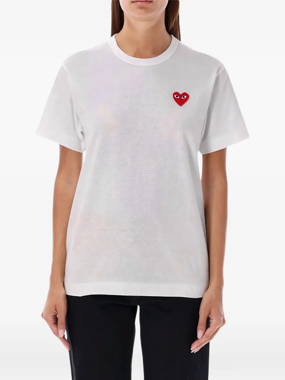 Comme Des Garçons heart-patch T-shirt Wit