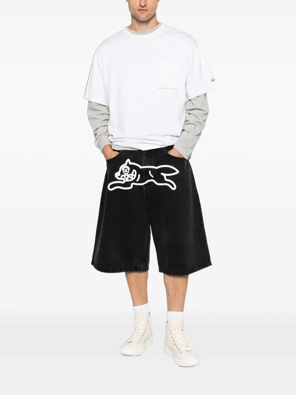 Billionaire Boys Club Ice Cream Denim shorts met Running Dog-motief Zwart