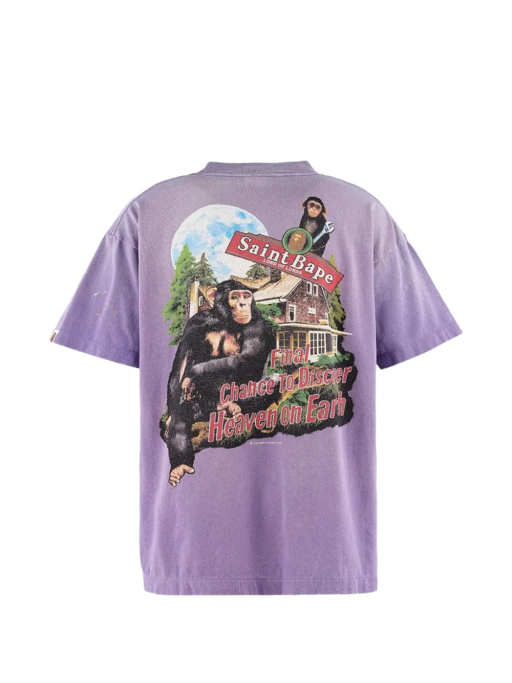 SAINT MXXXXXX x BAPE graphic-print T-shirt Paars