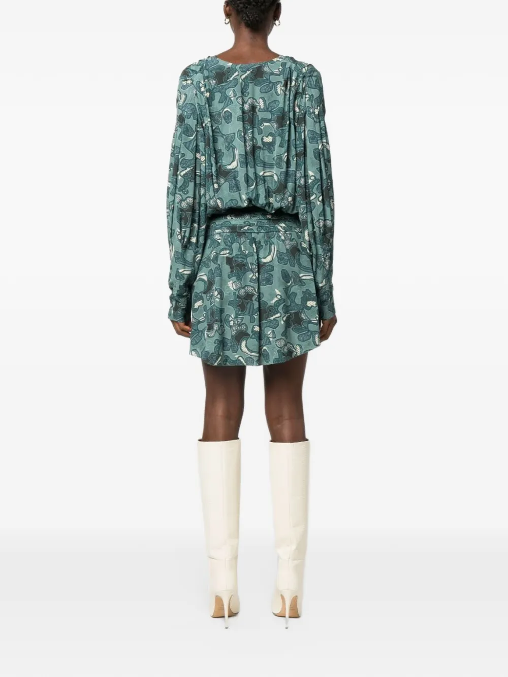 IRO Fontana abstract-pattern draped mini dress Blauw
