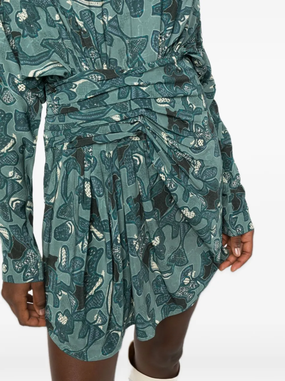 IRO Fontana abstract-pattern draped mini dress Blauw