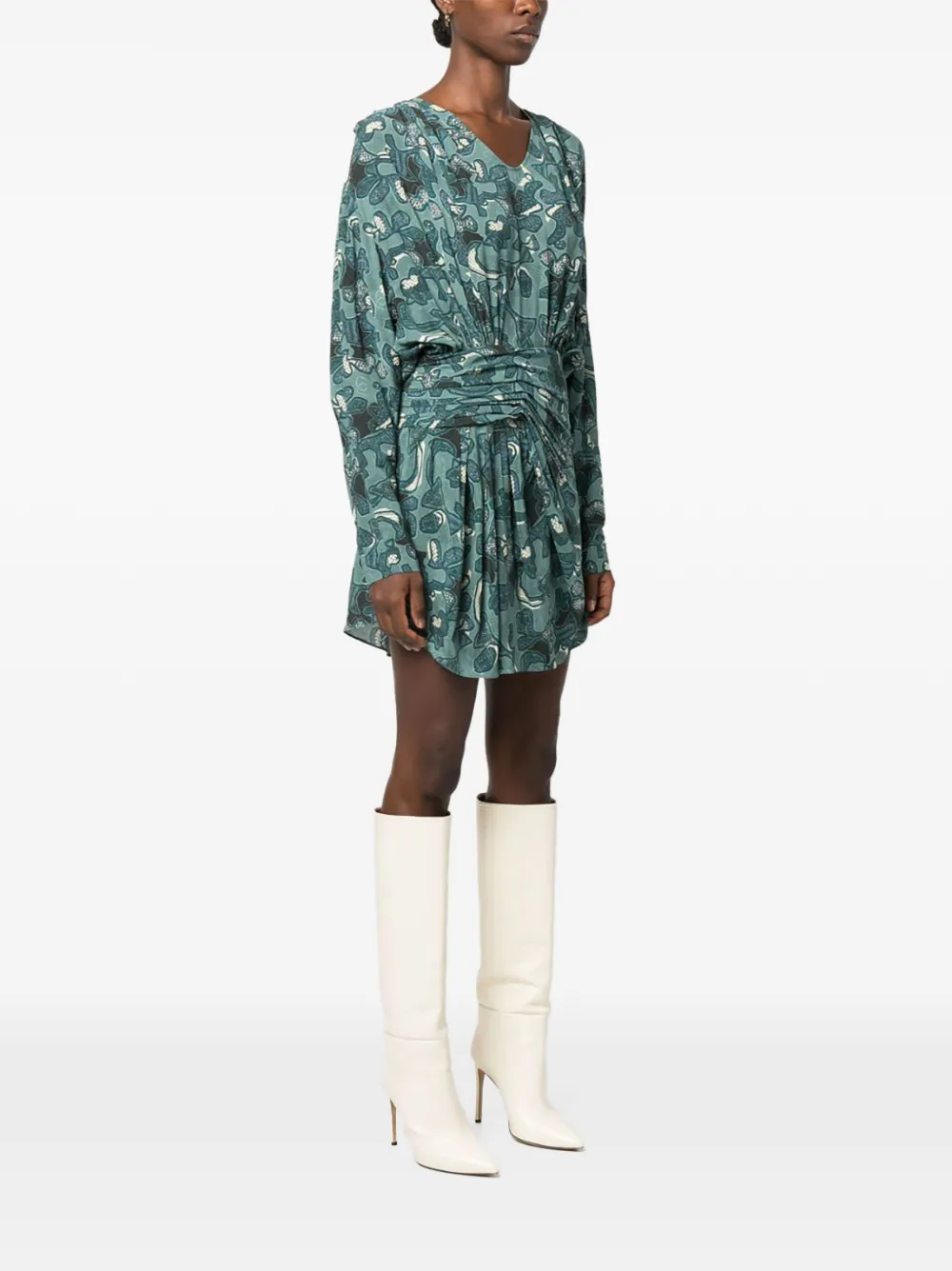 IRO Fontana abstract-pattern draped mini dress Blauw