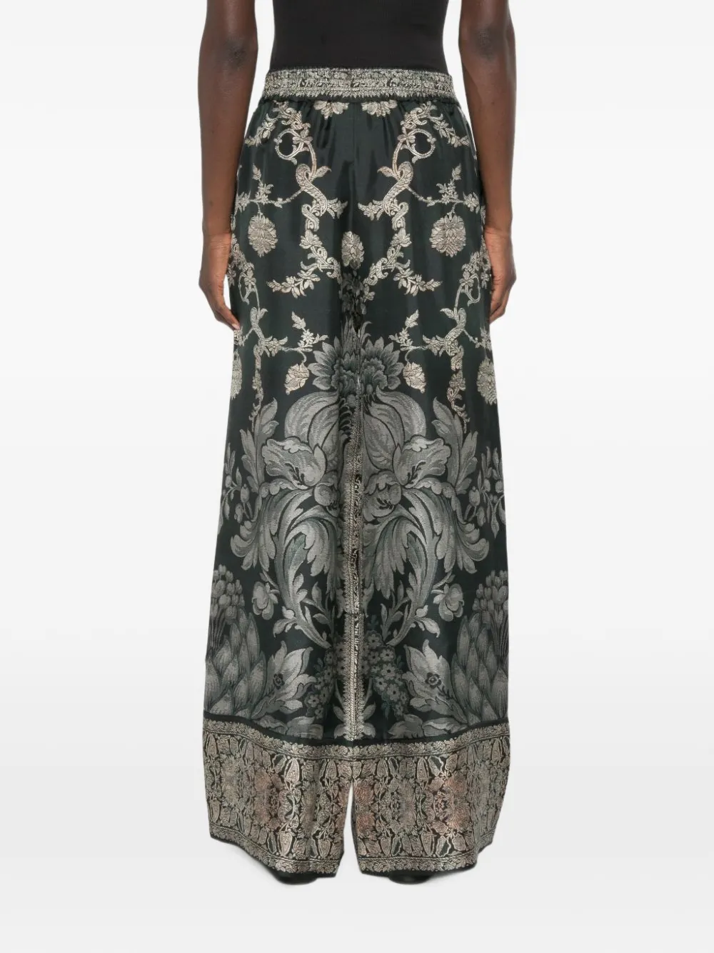 Pierre-Louis Mascia Aloe printed silk trousers Groen