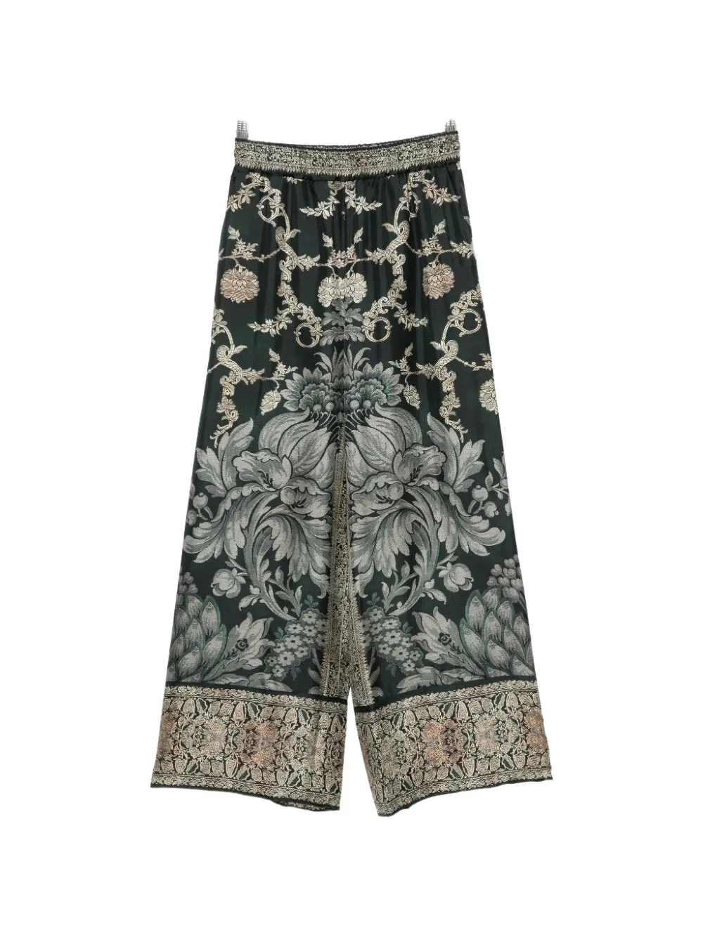 Pierre-Louis Mascia Aloe printed silk trousers Groen