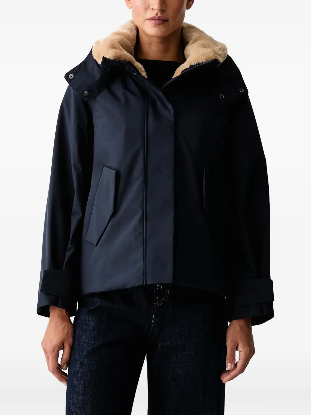 Save The Duck faux-fur trim hooded capt Blauw