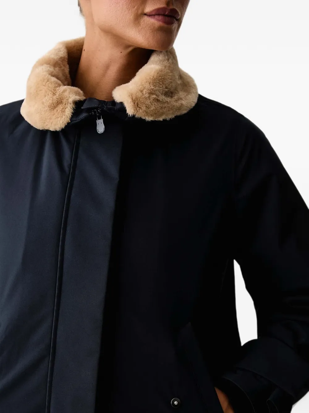 Save The Duck faux-fur trim hooded capt Blauw