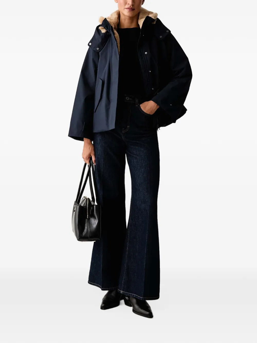 Save The Duck faux-fur trim hooded capt Blauw