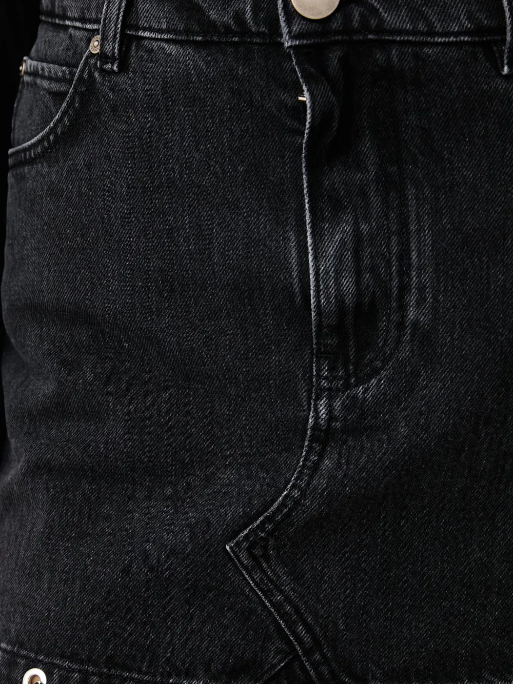 PINKO pierced-hem denim mini skirt Zwart