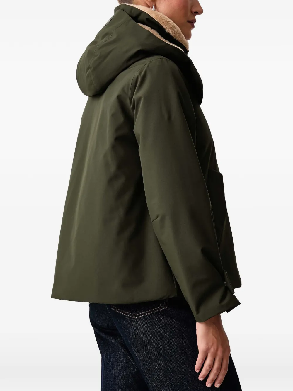 Save The Duck hooded textured-collar coat Groen