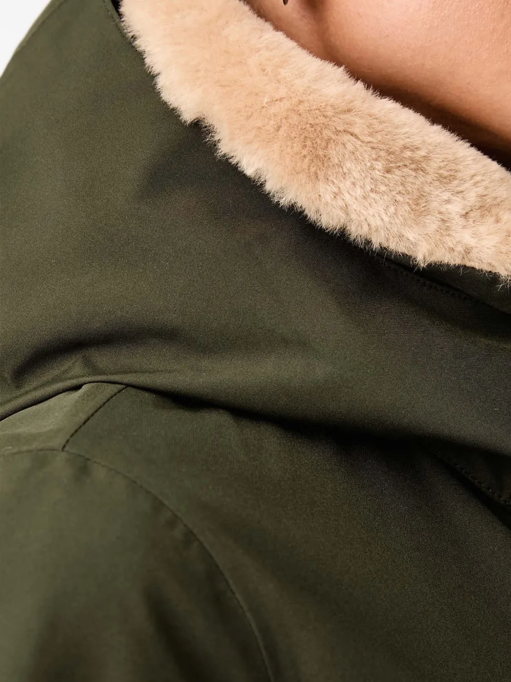 Save The Duck hooded textured-collar coat Groen