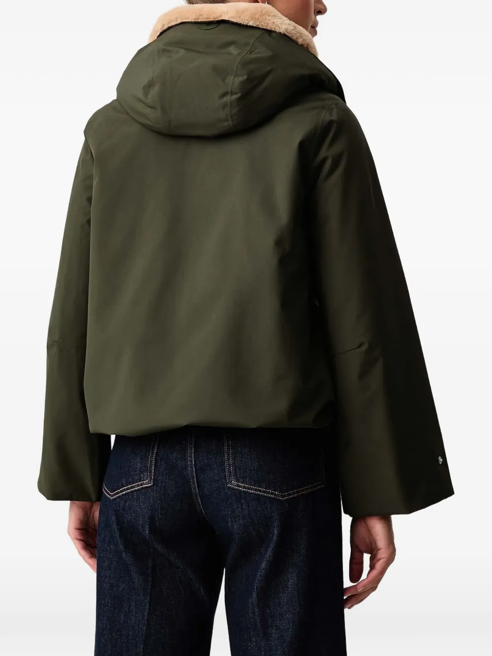 Save The Duck hooded textured-collar coat Groen