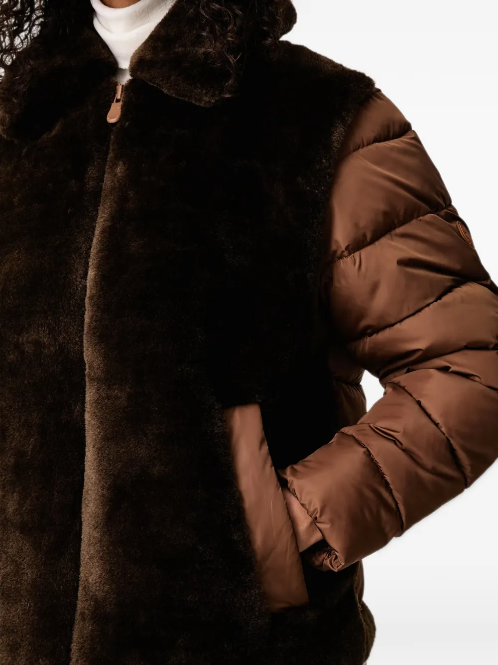 Save The Duck Hana faux-fur panelled padded jacket Bruin
