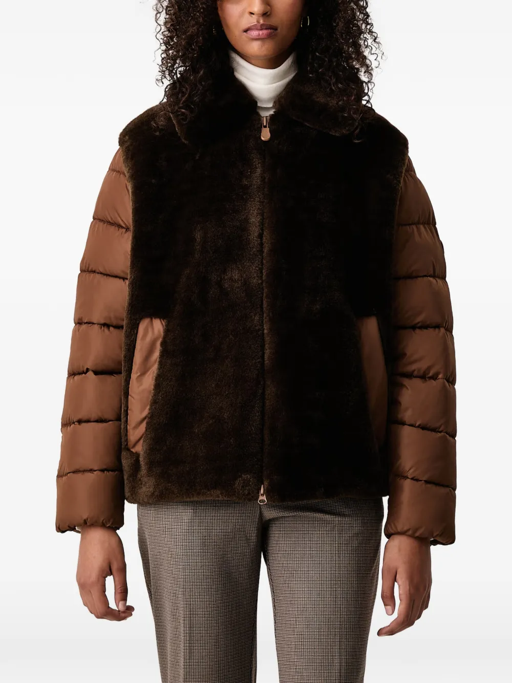 Save The Duck Hana faux-fur panelled padded jacket Bruin