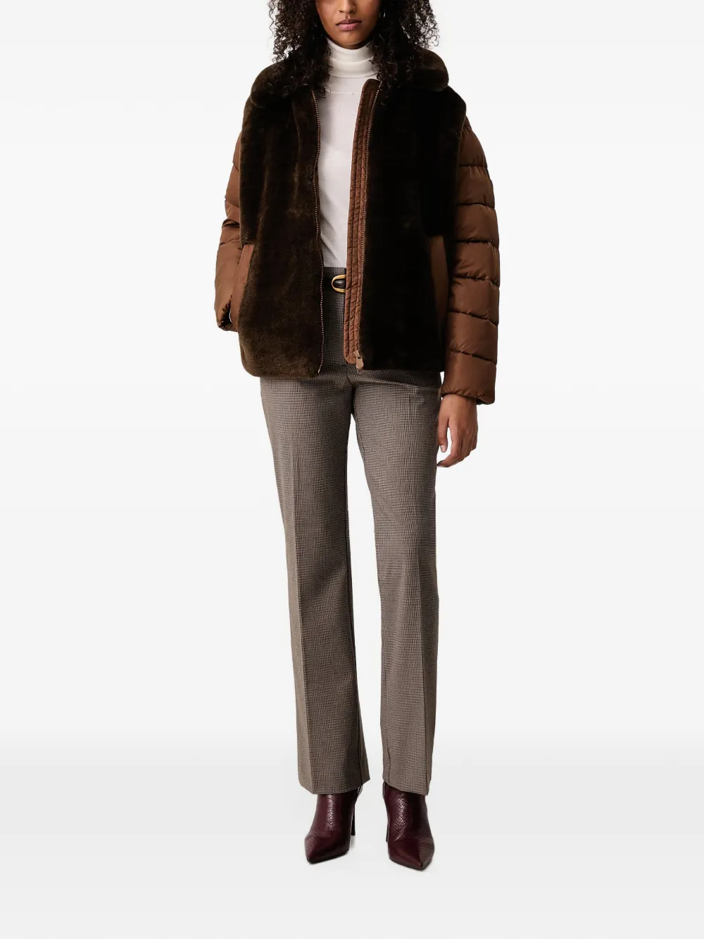 Save The Duck Hana faux-fur panelled padded jacket Bruin