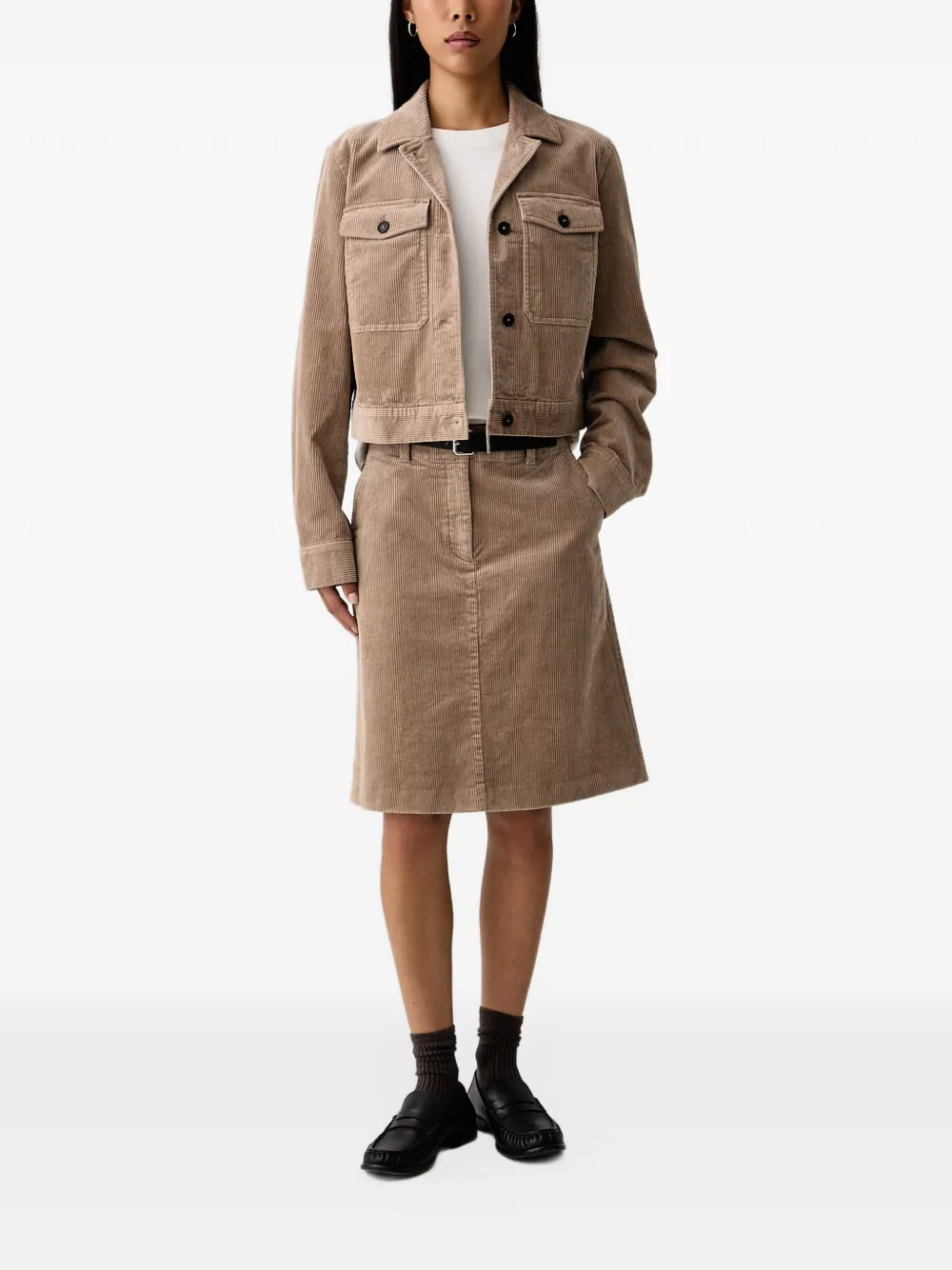 Marc O'Polo corduroy A-line midi skirt Beige