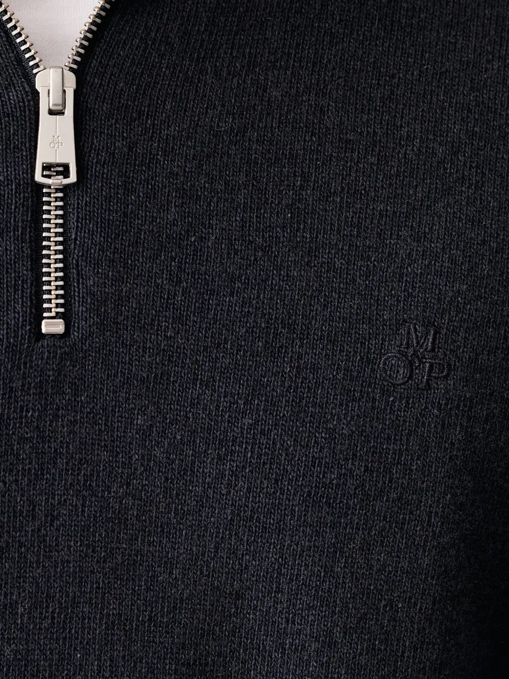 Marc O'Polo embroidered-logo quarter-zip sweater Blauw