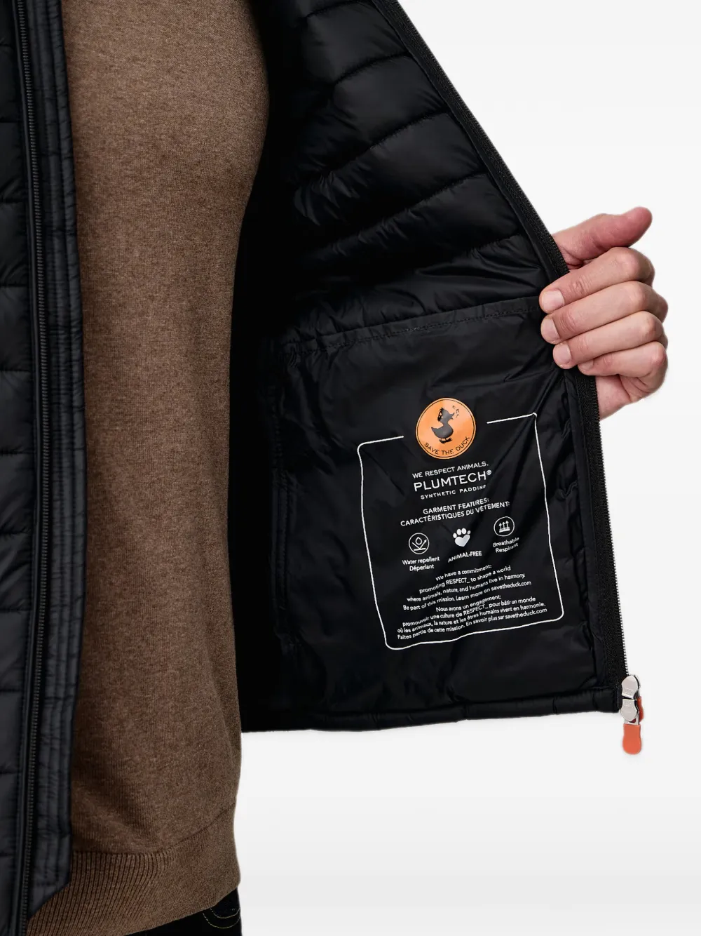 Save The Duck Alexander quilted zip-up jacket Zwart
