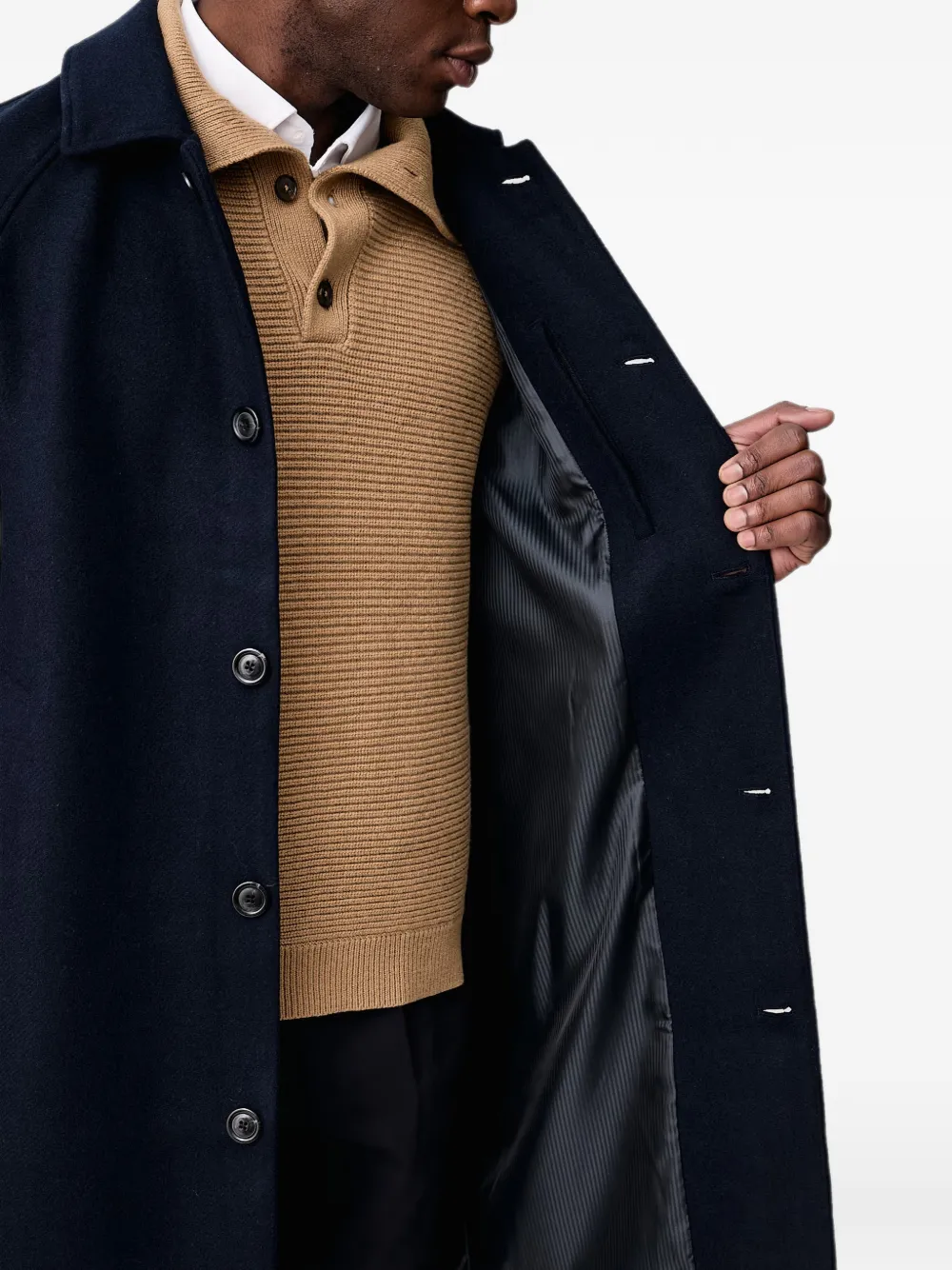 Les Deux raglan-sleeve button-up coat Blauw