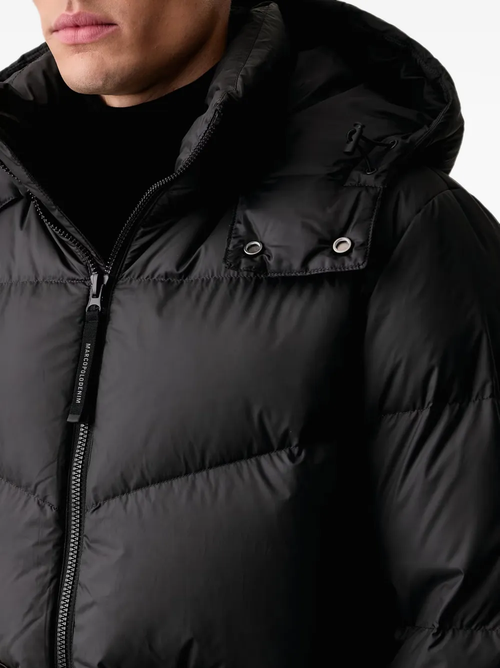 Marc O'Polo quilted hooded jacket Zwart