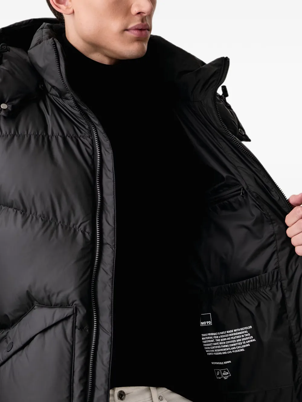 Marc O'Polo quilted hooded jacket Zwart