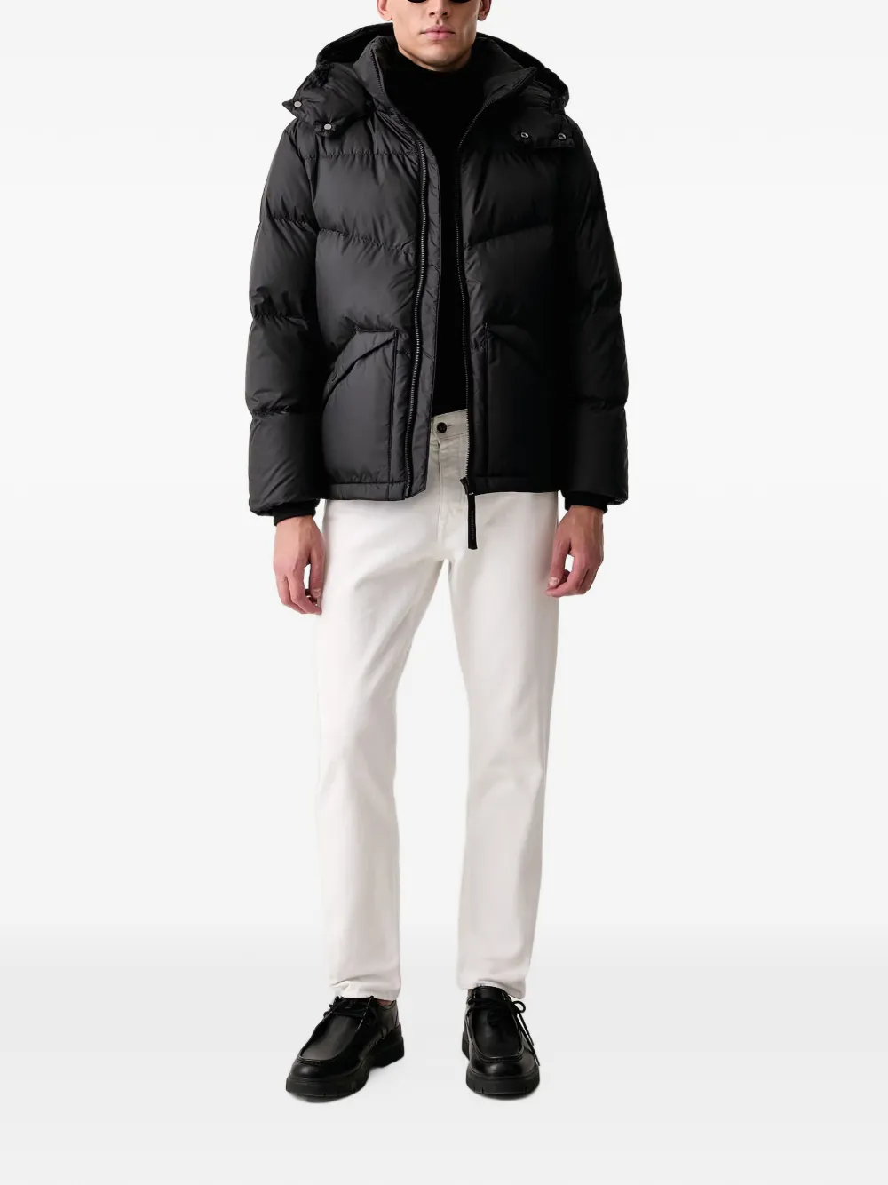 Marc O'Polo quilted hooded jacket Zwart