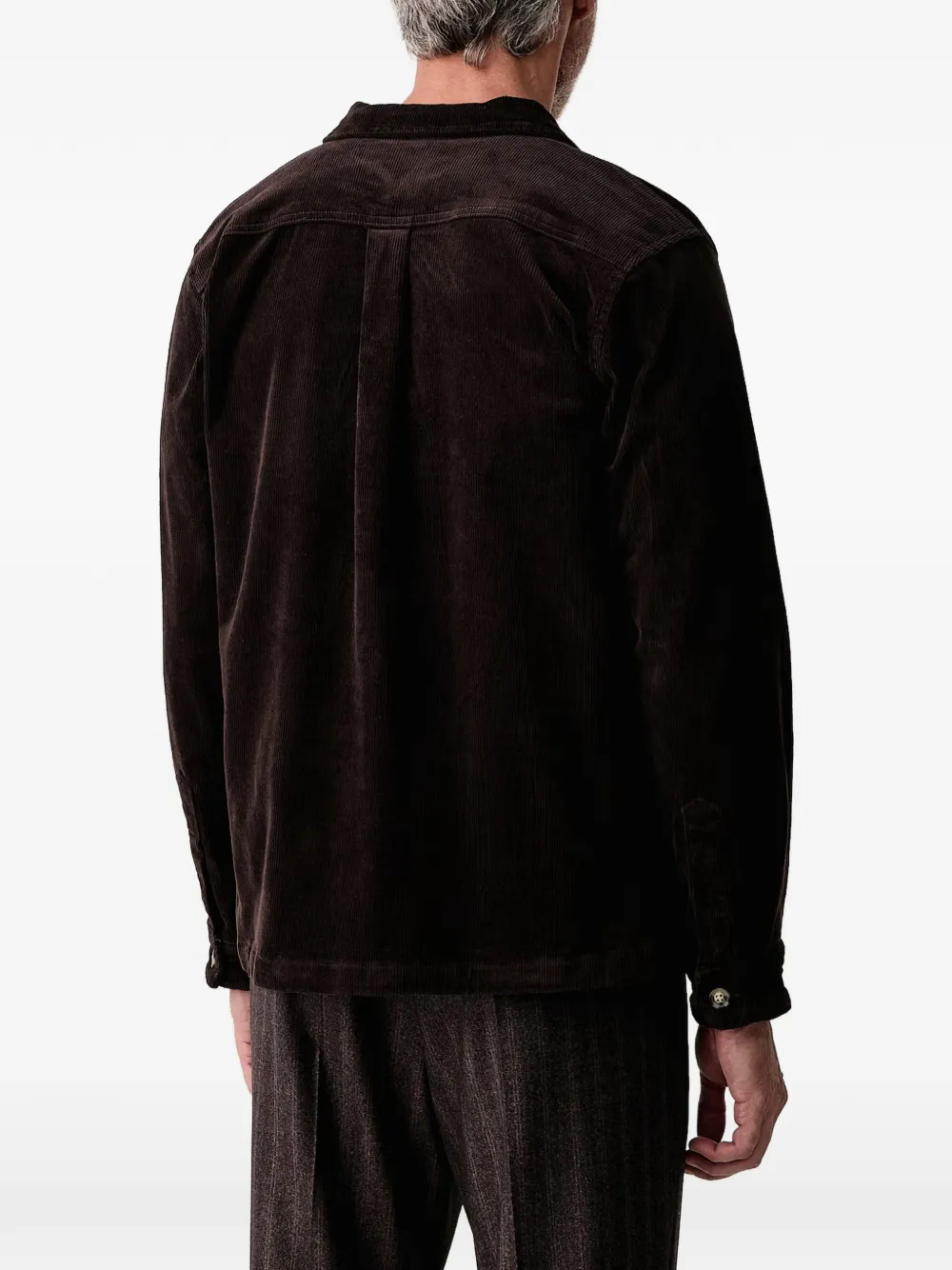 Lindbergh Ribfluwelen shirtjack met borstzak Bruin