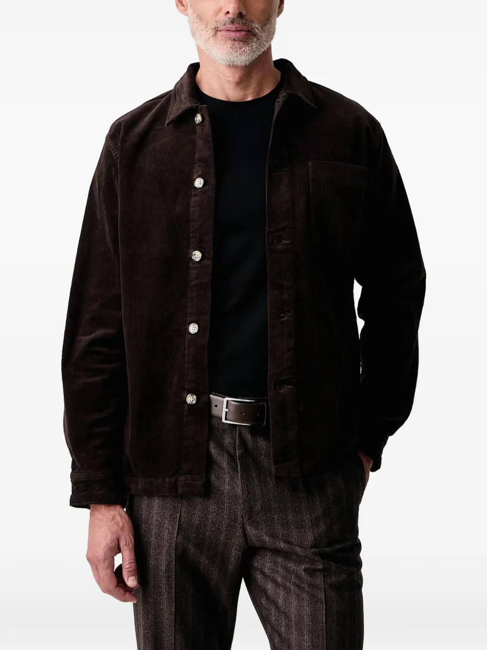 Lindbergh Ribfluwelen shirtjack met borstzak Bruin