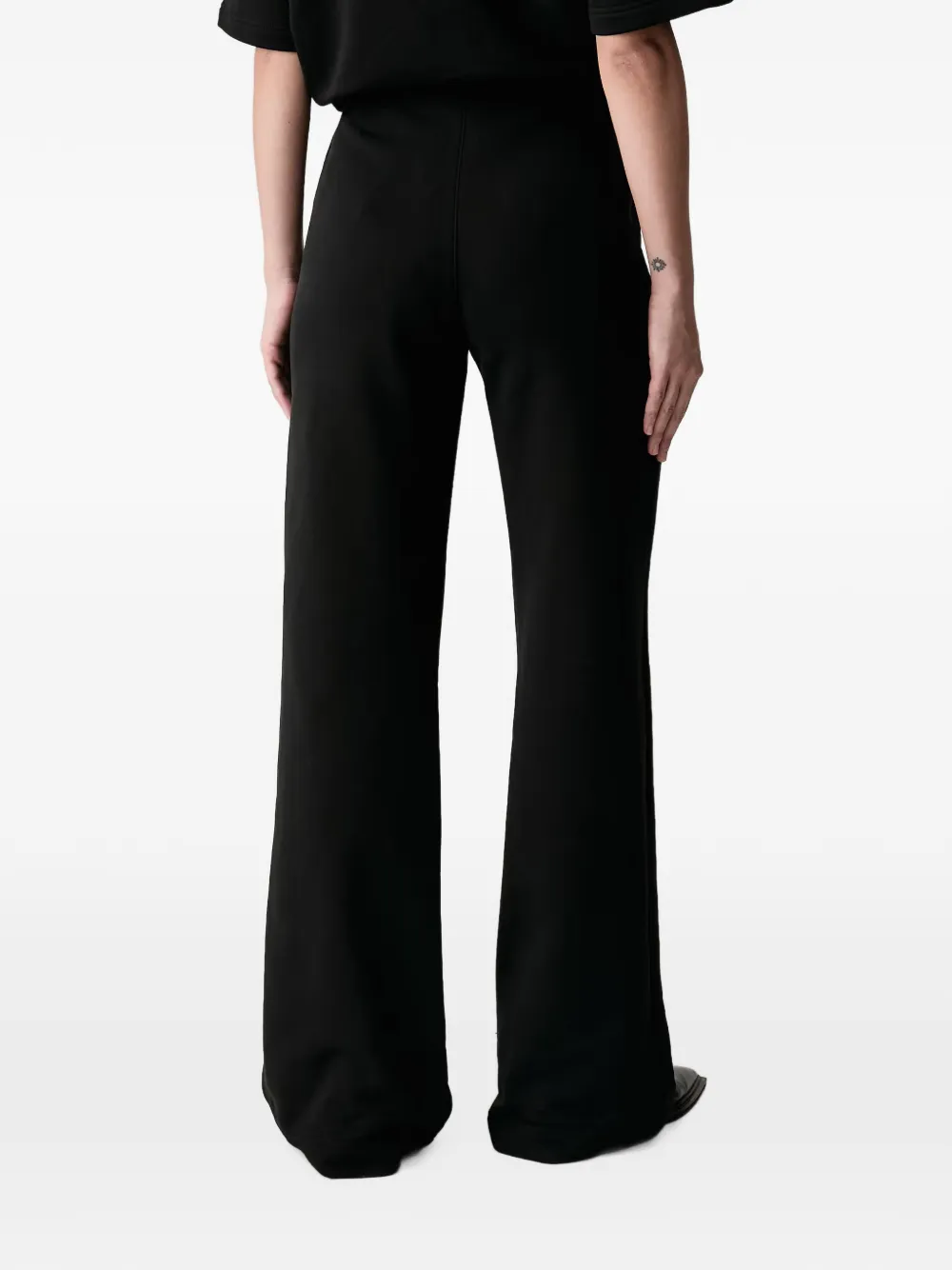 MSGM logo-embroidered wide-leg trousers Zwart