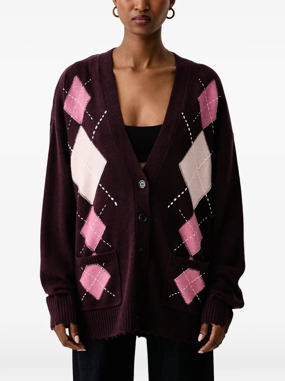 PINKO wool and cashmere cardigan with diamond motif - Viola