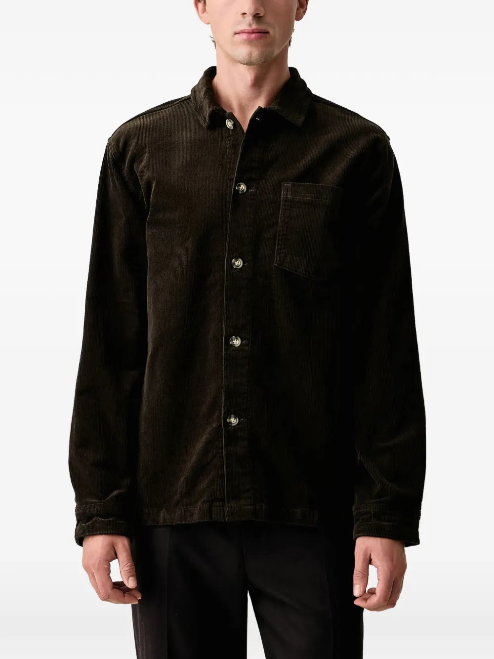 Lindbergh Ribfluwelen shirtjack met borstzak Bruin