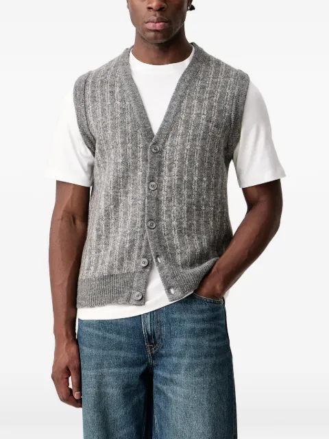 Lindbergh cable-knit button-up sleeveless cardigan