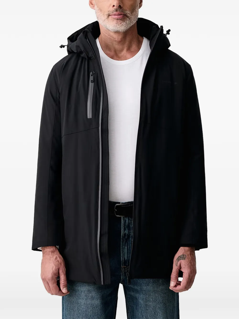 Lindbergh hooded logo-print parka Zwart