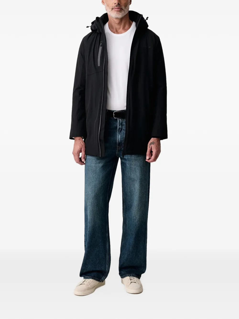 Lindbergh hooded logo-print parka Zwart
