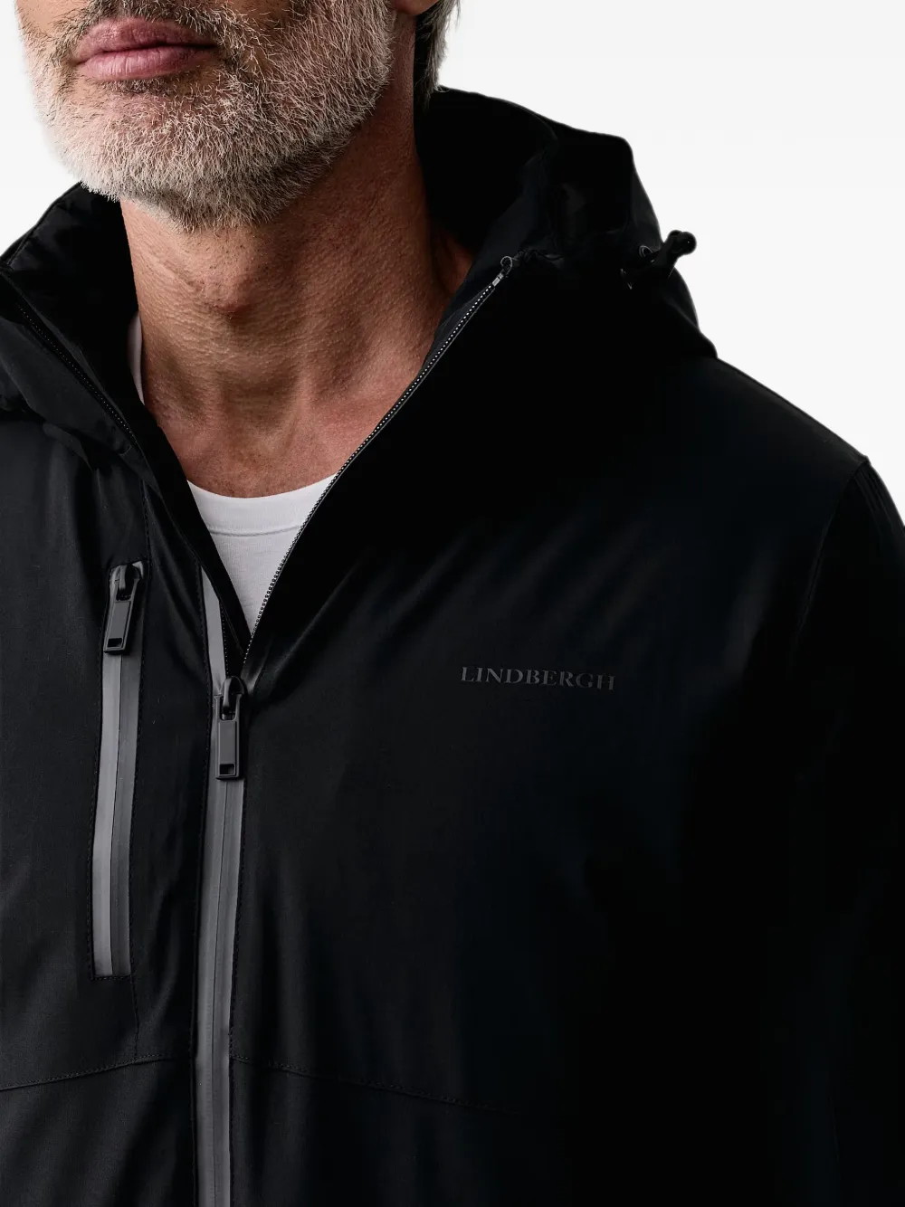 Lindbergh hooded logo-print parka Zwart