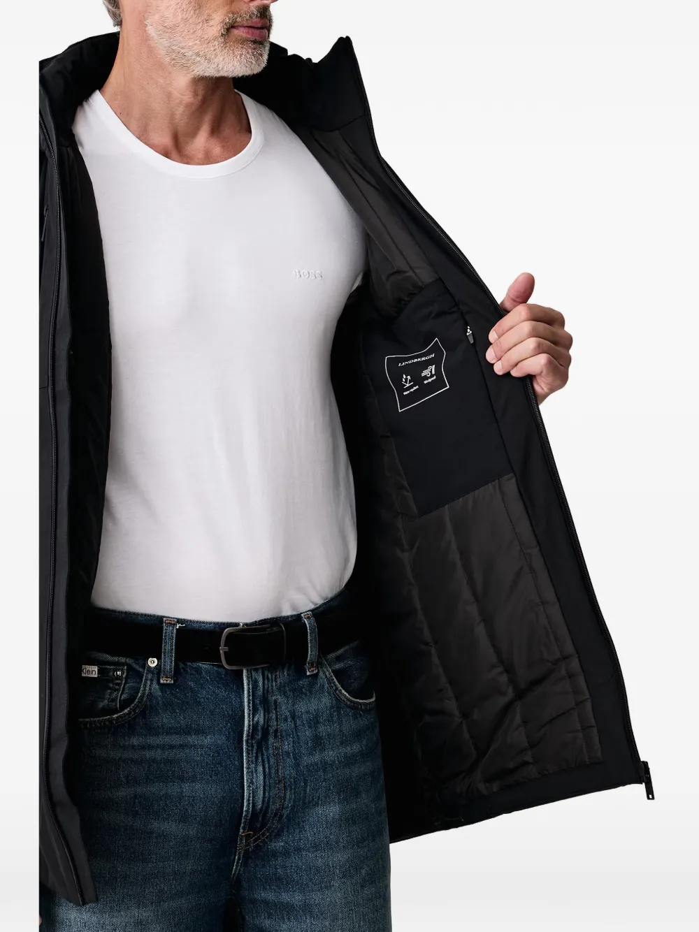 Lindbergh hooded logo-print parka Zwart