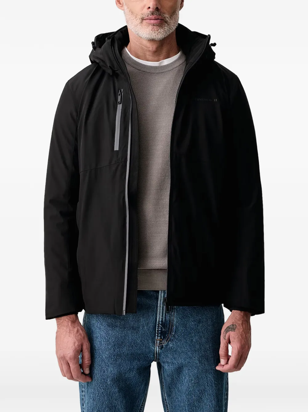 Lindbergh logo-print hooded jacket - Nero