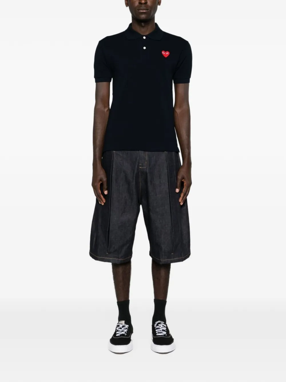 Comme Des Garçons Play heart-patch polo shirt Zwart