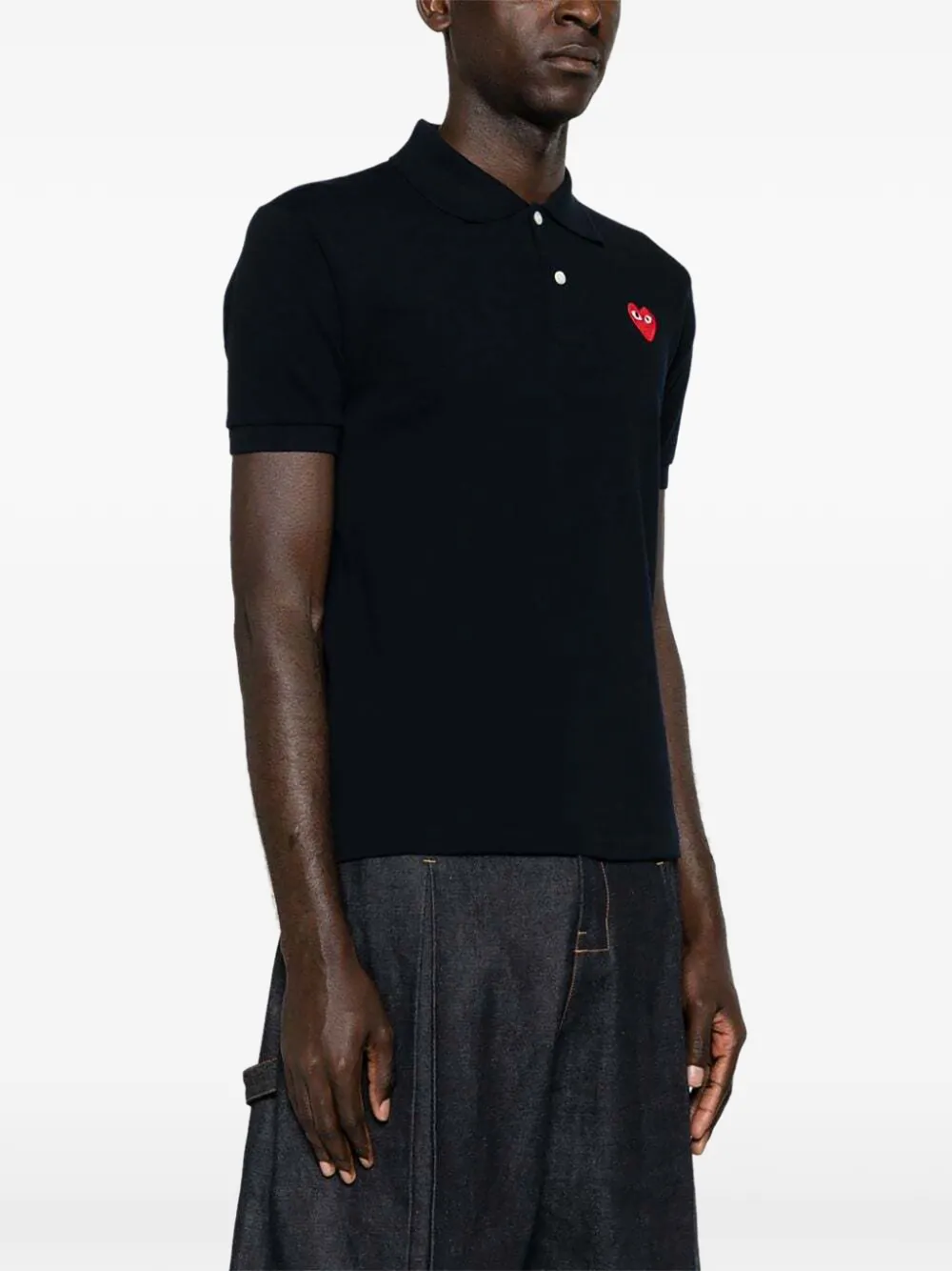 Comme Des Garçons Play heart-patch polo shirt Zwart