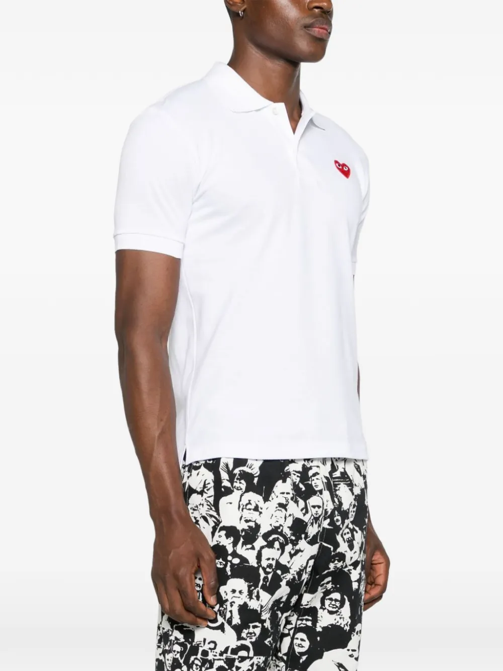 Comme Des Garçons heart-patch piqué polo shirt Wit
