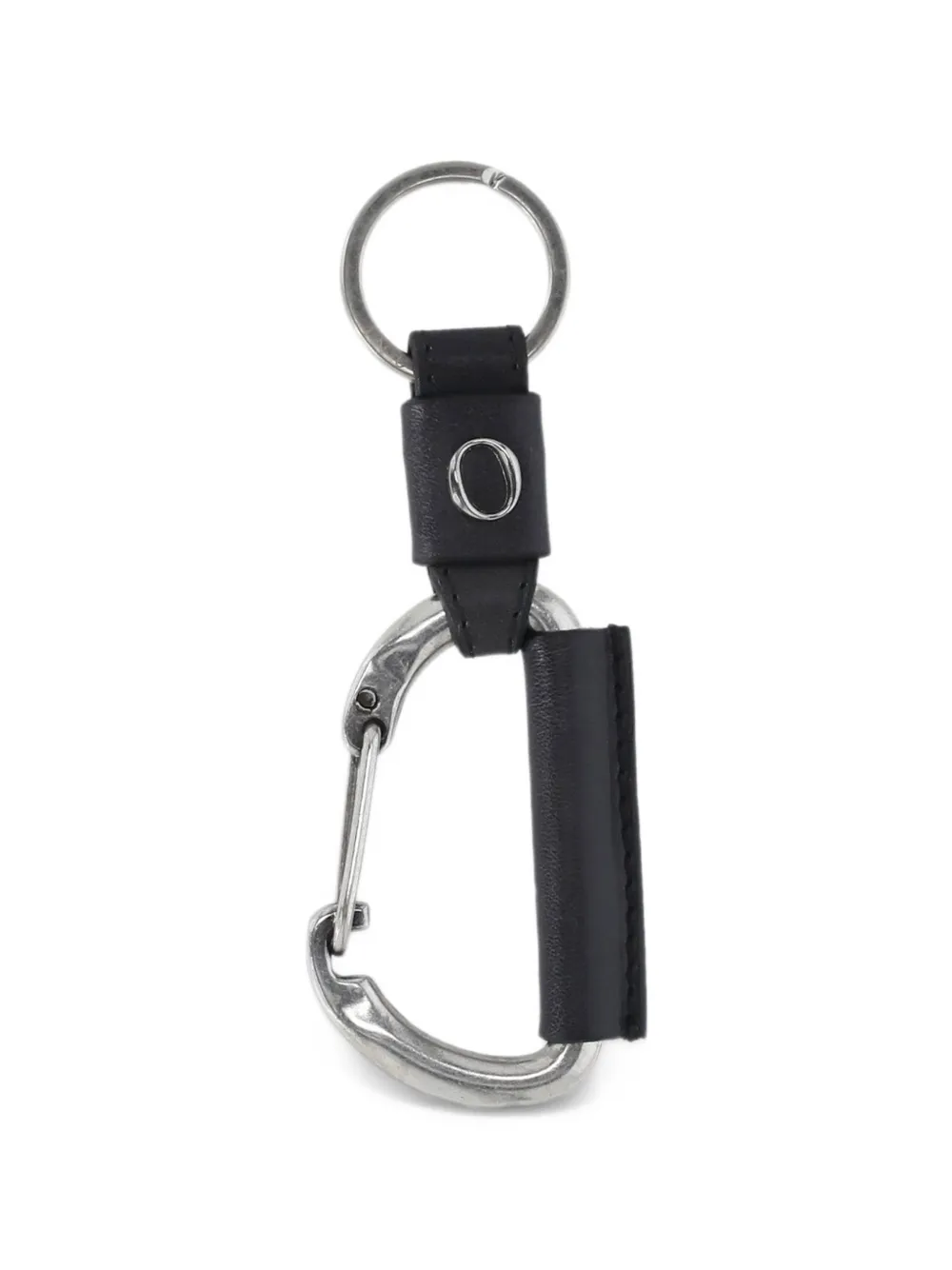 Orciani Micron logo-plaque leather keyring - Nero