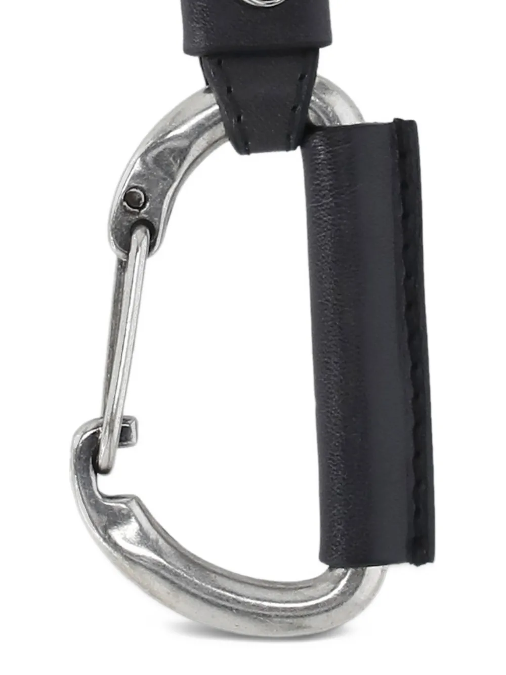 Orciani Micron leren sleutelhanger met logo-plakkaat Zwart