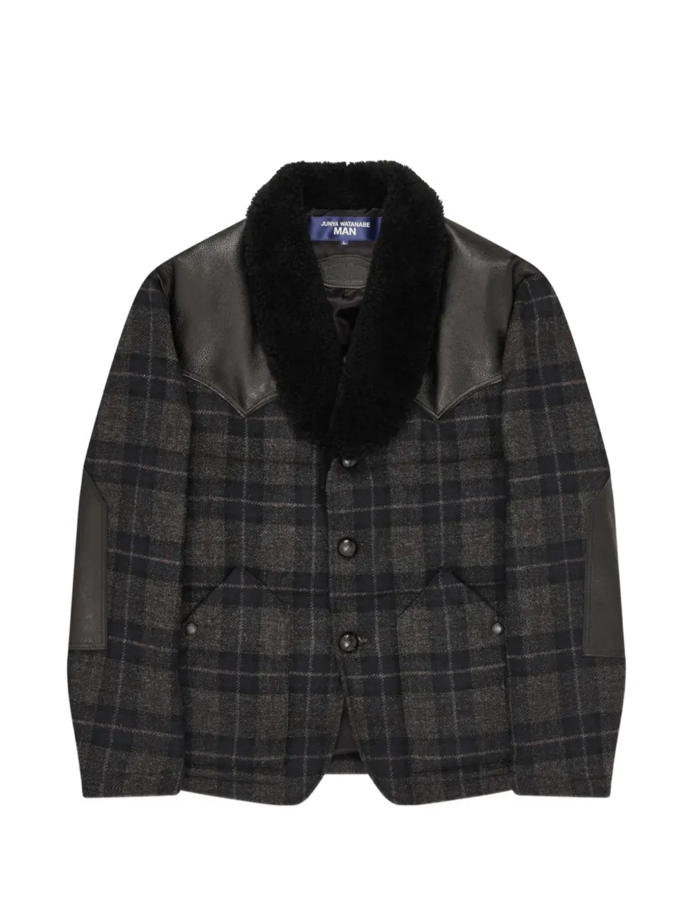 Junya Watanabe MAN check panelled jacket Blauw