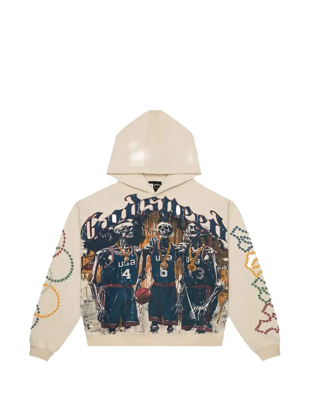 GODSPEED Dream Team 24 graphic-print cotton hoodie - Toni neutri