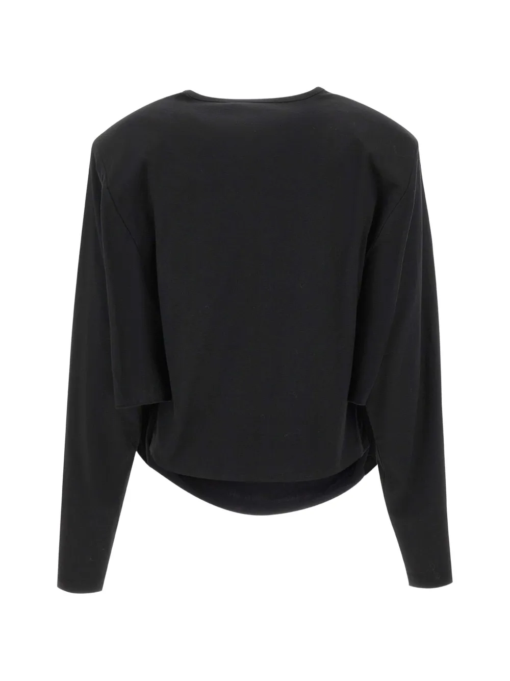 IRO Arum padded-shoulder asymmetrical-hem T-shirt Zwart