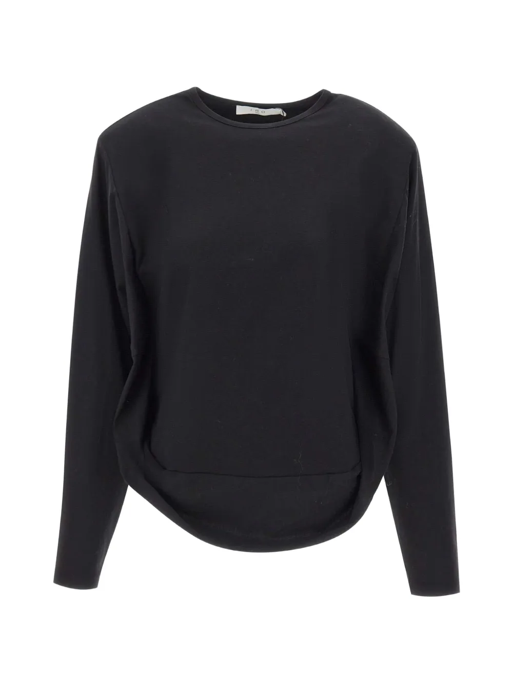 IRO Arum padded-shoulder asymmetrical-hem T-shirt Zwart
