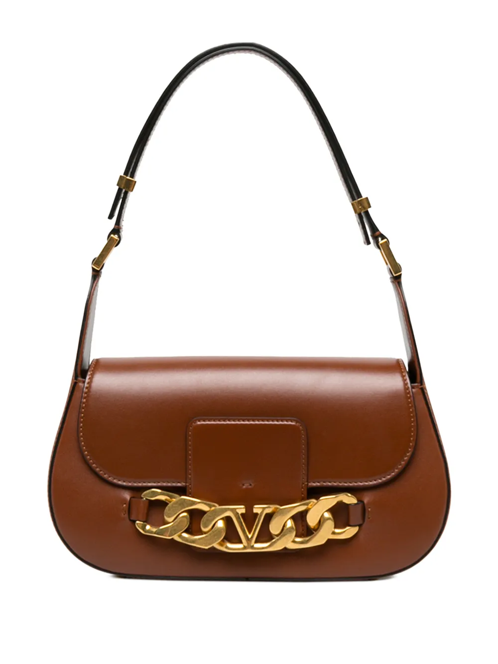 Valentino Garavani Pre-Owned 2018-2026 Medium Leather Vlogo Chain shoulder bag - Marrone