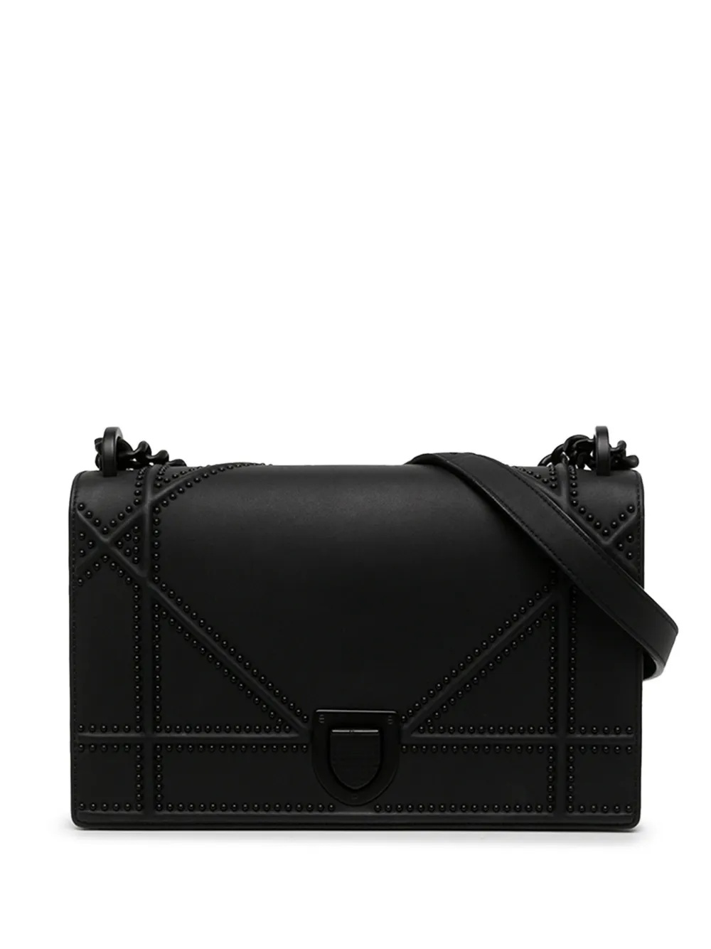 Christian Dior Pre-Owned 2019 Medium Ultra Matte Studded Calfskin Diorama Wallet on Chain crossbody bag - Black