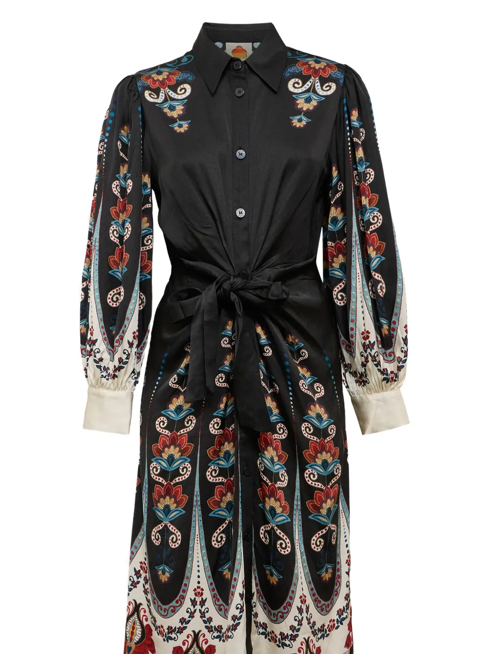 FARM Rio Nikita winter long sleeve midi dress Zwart